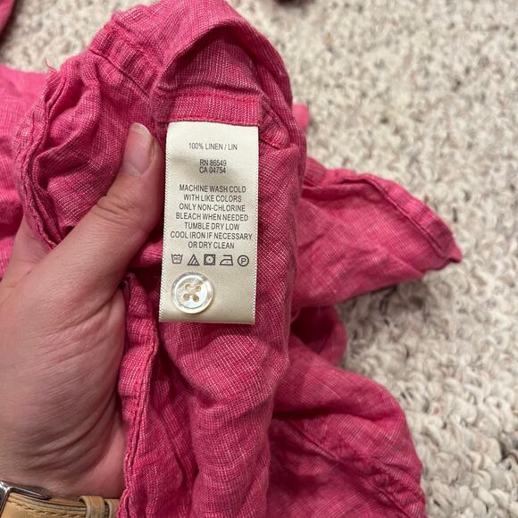 Tommy Bahama Women's 100% Linen Button Down Shirt Sz M Pink Coastal Barbie - Picture 4 of 6